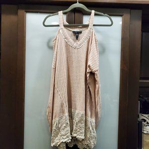 Blush Pink Cold shoulder sweater